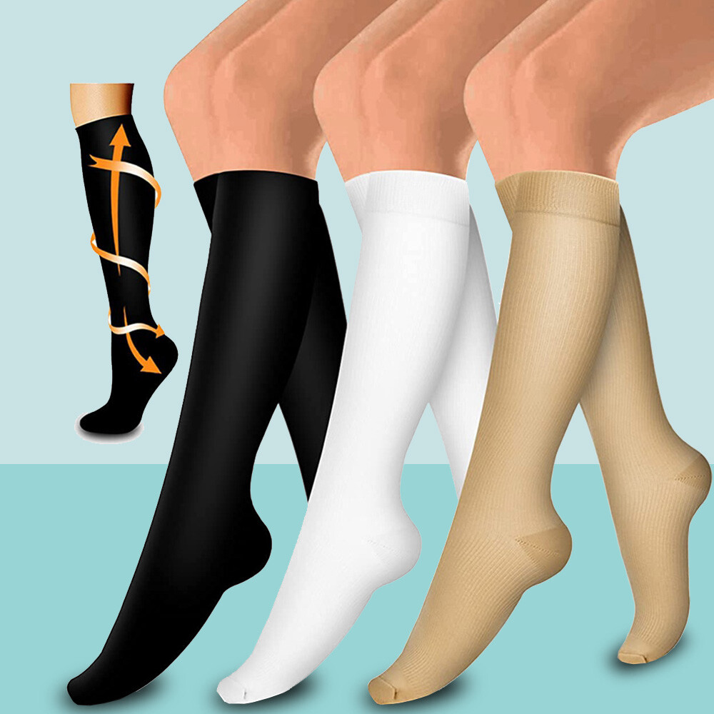 (3 Pairs) Compression Stockings Support Hose Socks Best Comfort Circulation Sock