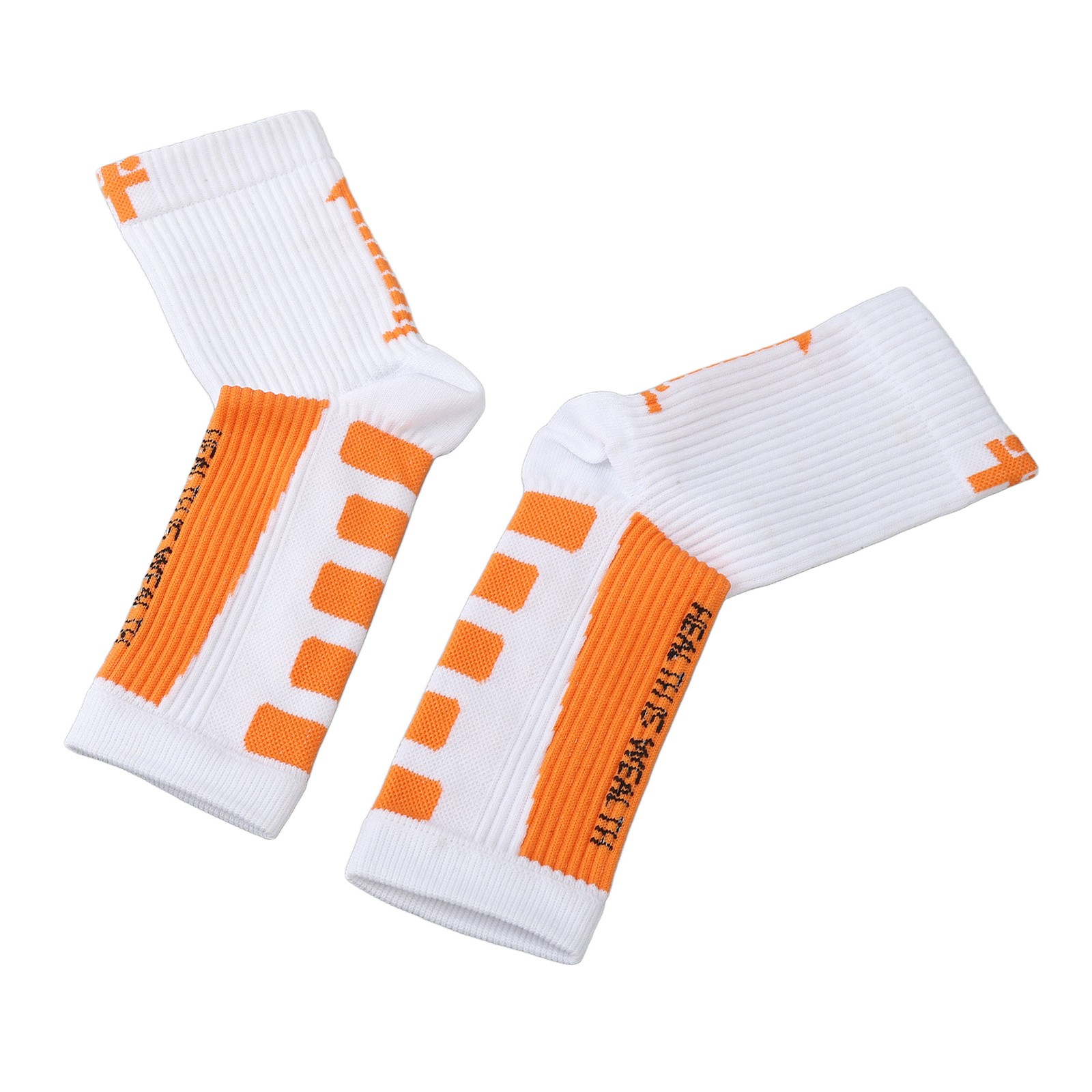 White and Orange Sports Heel Socks Ankle Protection Foot Sleeve Support WT