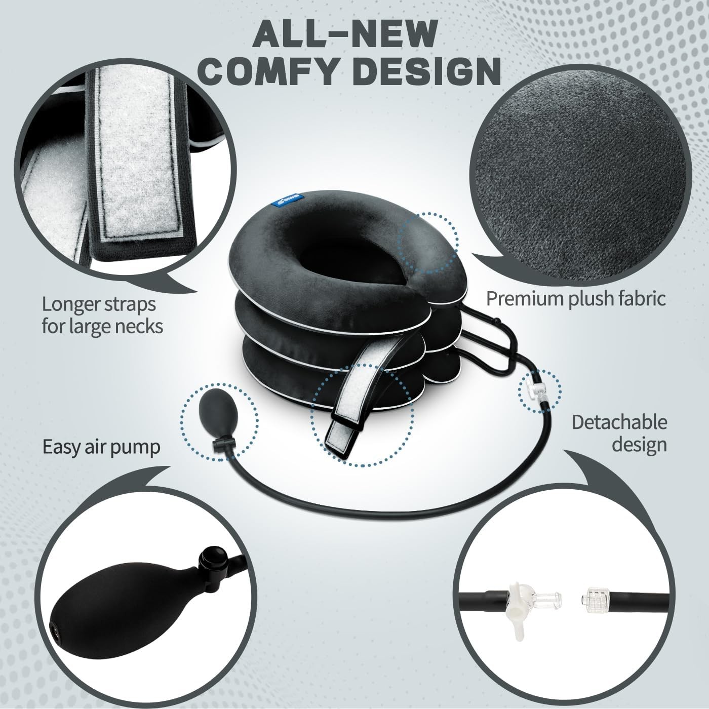 S Cervical Neck Traction Device for Pain Relief – Inflatable P. Black
