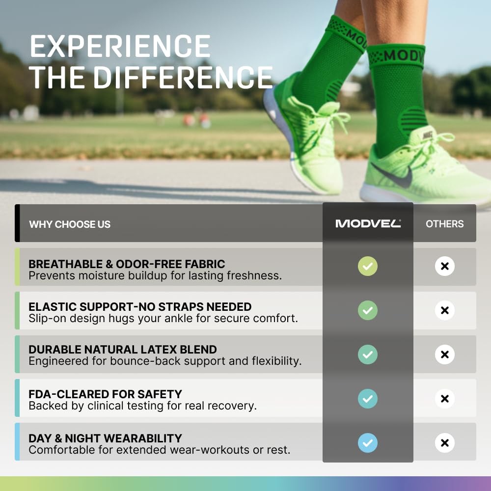 Modvel Foot & Ankle Brace Socks for Sprained Compression Large, Green