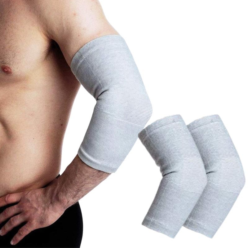Elbow Sleeve (Pair 1) Bamboo Charcoal Compression Support Brace (Grey) New
