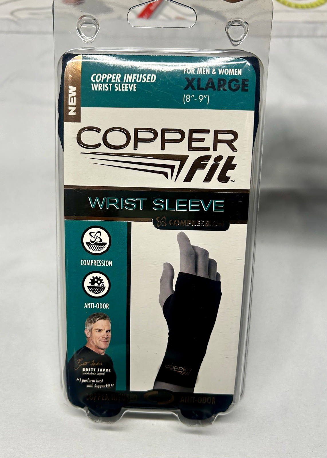 Copper Fit Copper Infused Compression Wrist Sleeve XL Black Anti-Odor