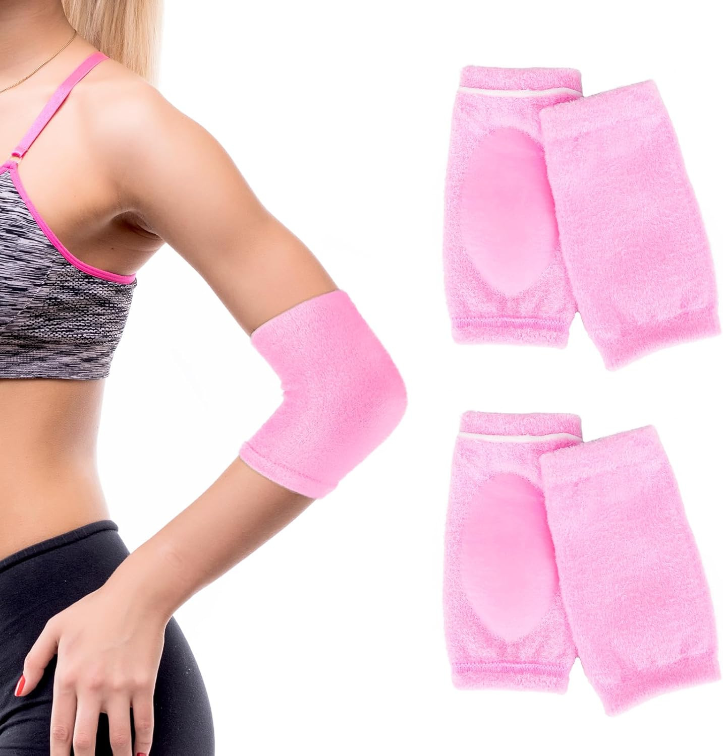 Piriuuo 2 Pairs/4 Pcs Elbow Moisturizing Sleeve, Elastic Gel Elbow Pads for Wome