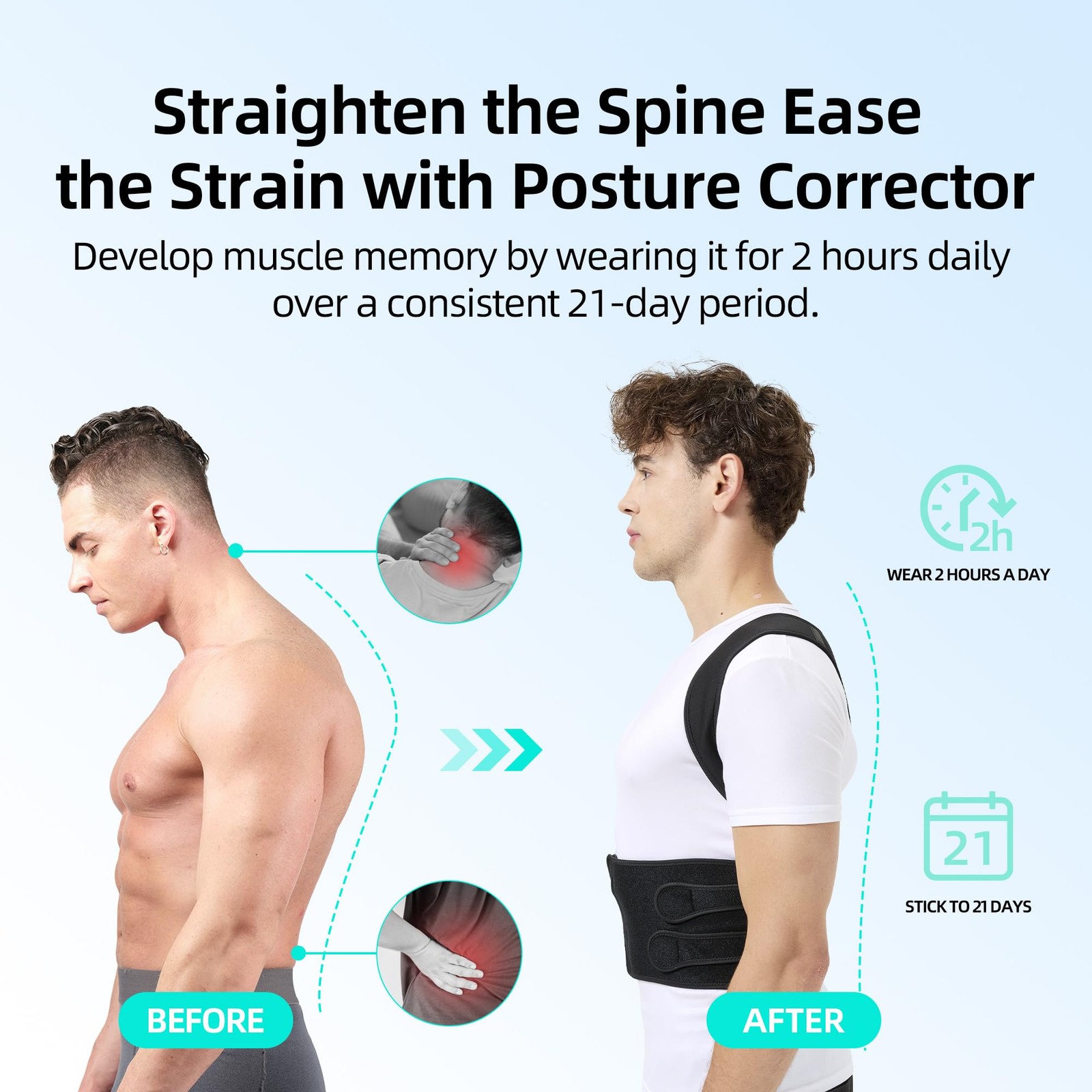 Posture Corrector for Women and Men Upper Pain Relief, Black, XXXL