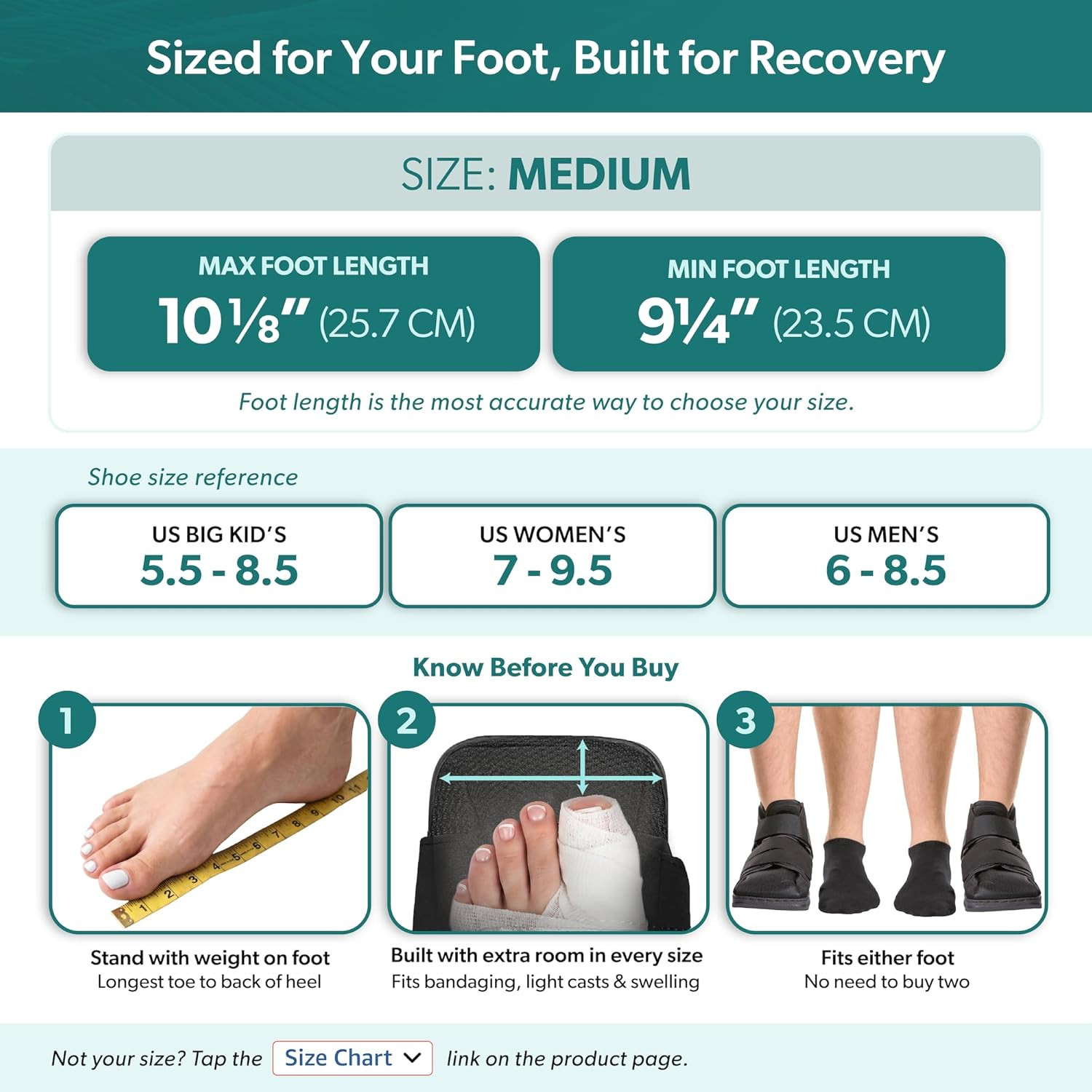 Adjustable Closed Toe Walking Boot Protective Foot Support Shoe Unisex Size M