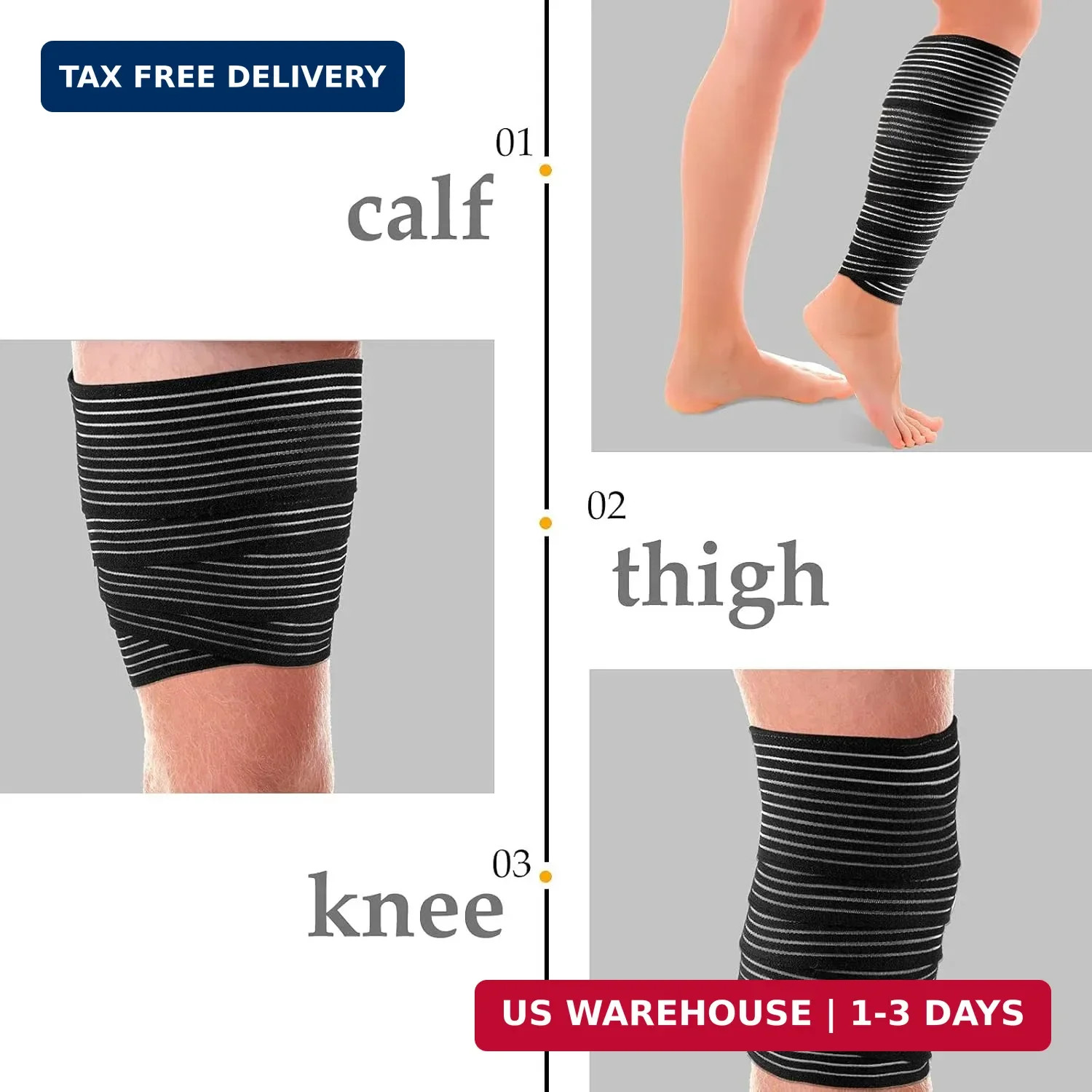 Compression Bandage Wraps for Leg, Elastic Calf Sleeve, Adjustable plus Size (2