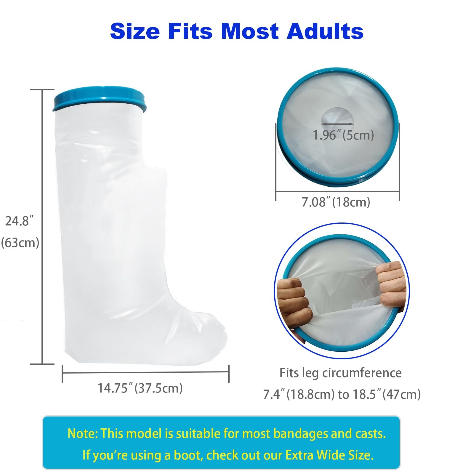 Waterproof Leg Cast Protector for Shower Reusable Adult Short Leg Sleeve Bag