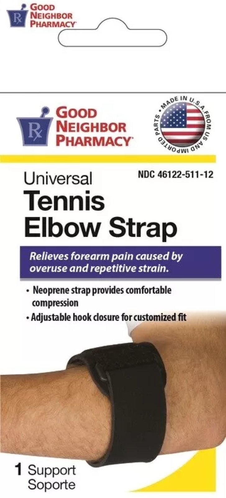 GNP Universal Tennis Elbow Strap One Size Fits 7″-15″ Forearm