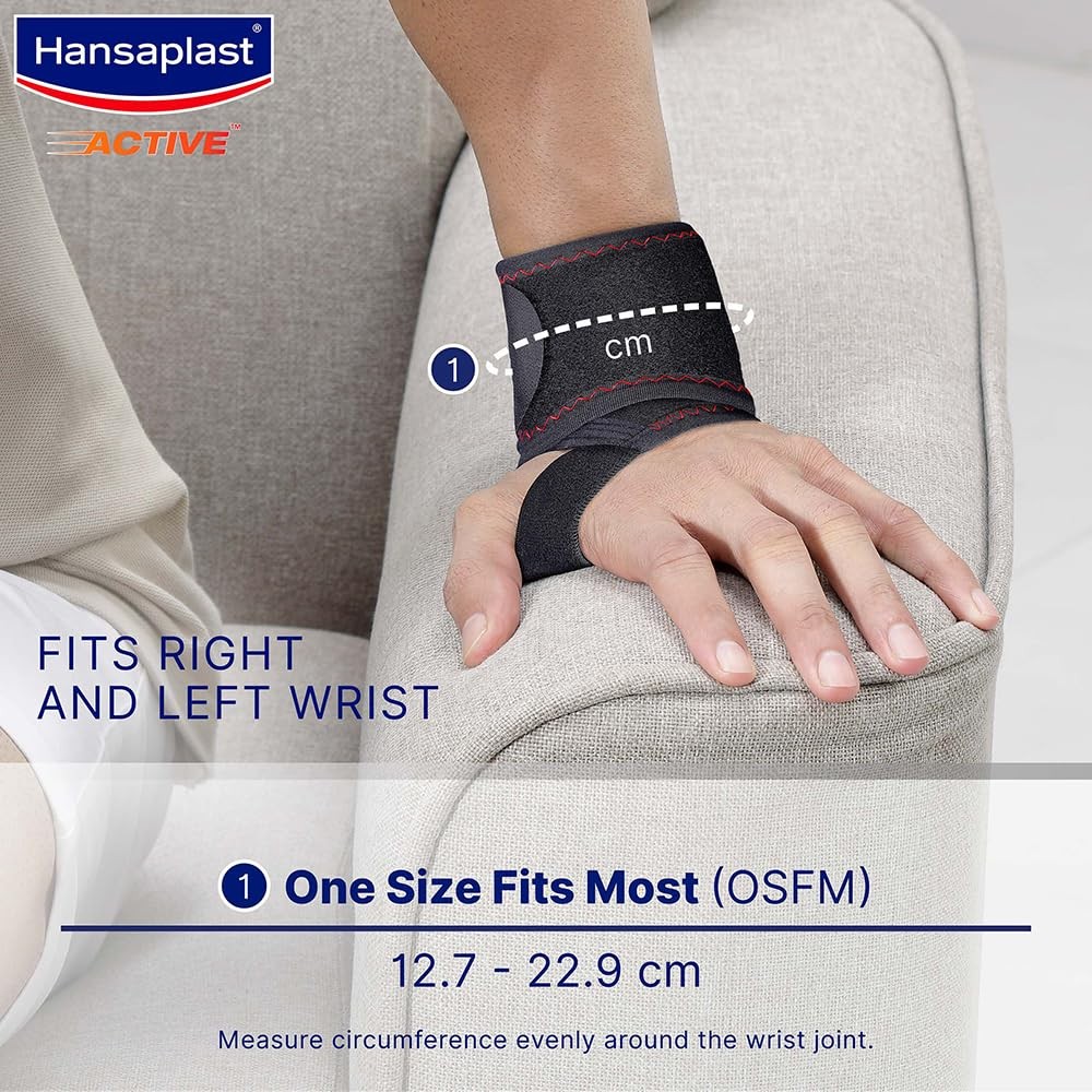 Hansaplast Active Wrist Support – One Size Neoprene for Pain Relief & Stability