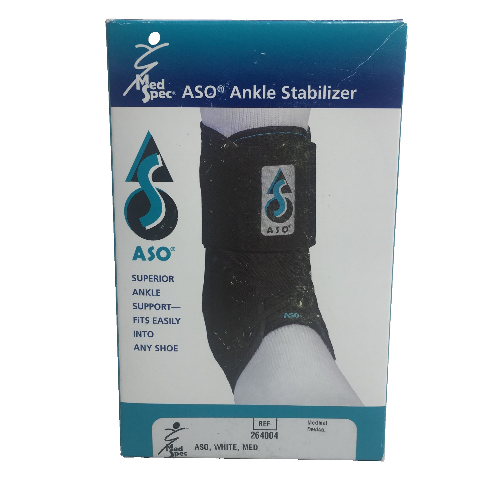 Med Spec ASO Ankle Stabilizer Brace Stays Fits Any Shoe White Medium New In Box