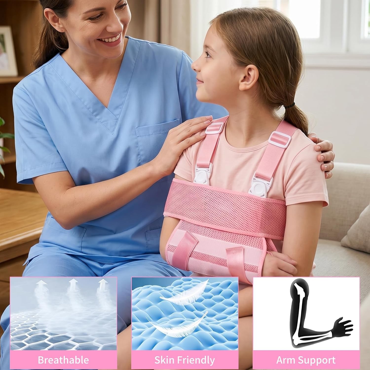 Kids Upper Extremity Sling, Breathable & Comfort Arm Sling Shoulder Immobilizer