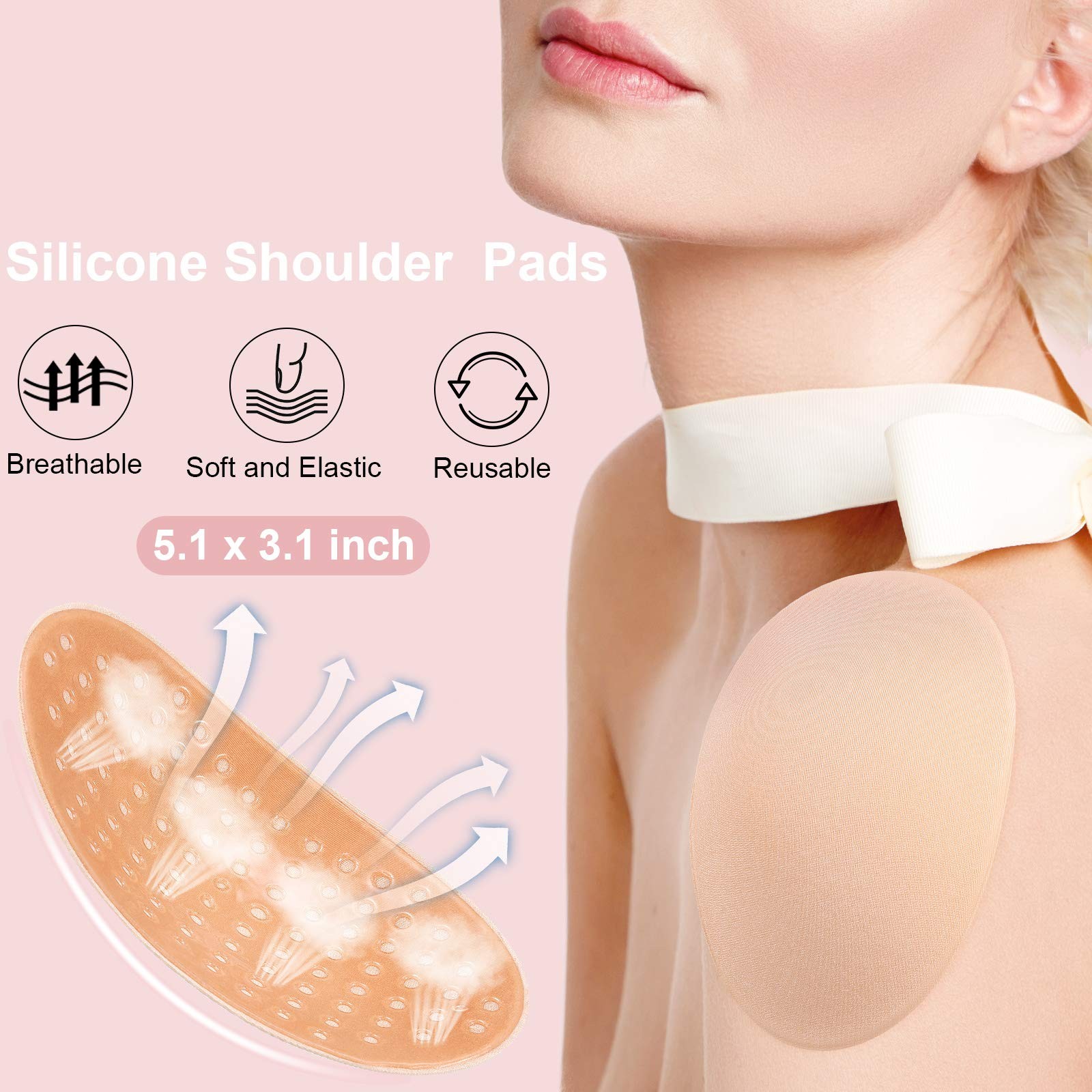 4 Pairs Women Shoulder Pads Push Up Soft Adhesive Silicone Anti Slip Enhancer