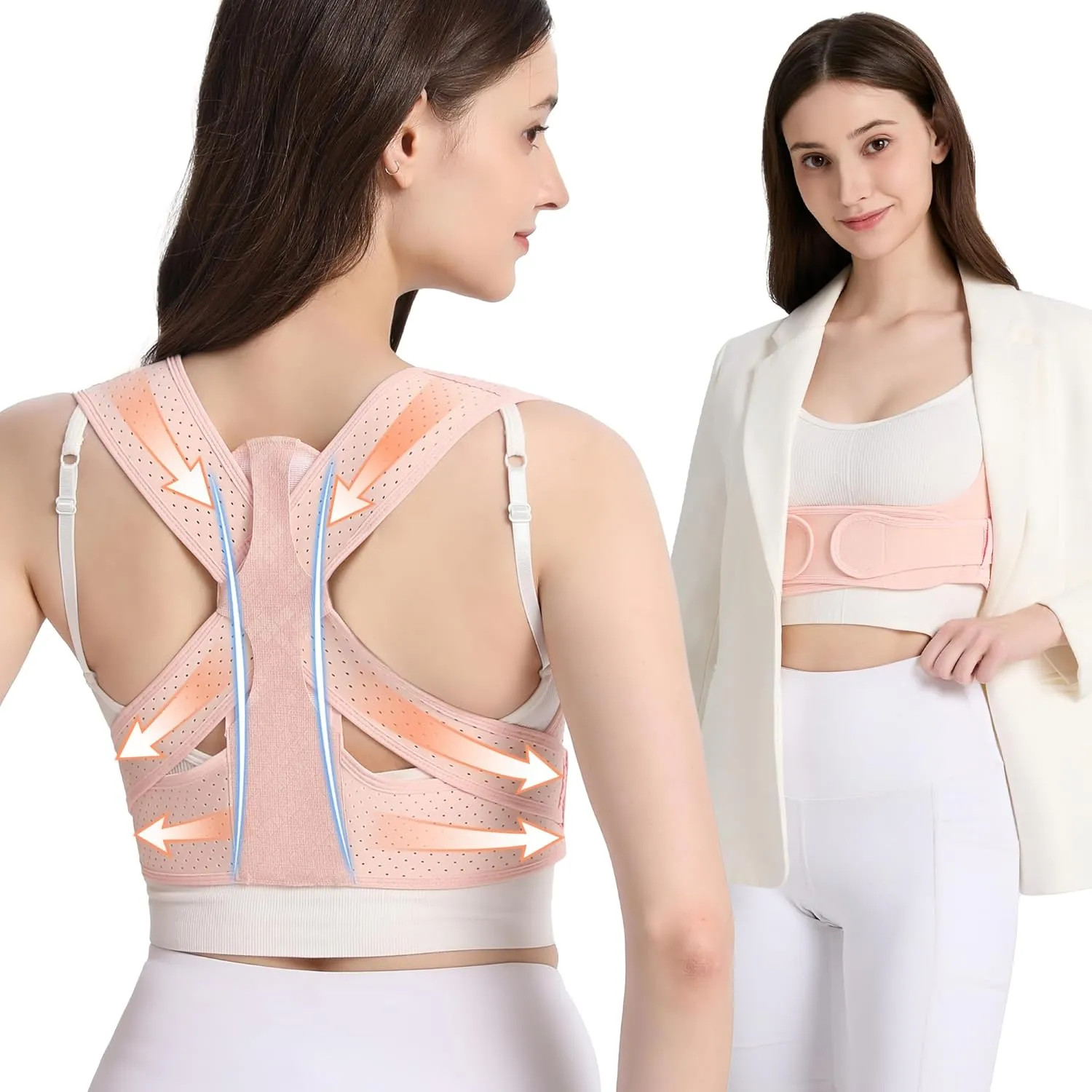 Posture Corrector For Women Back Brace Shoulder Straightener Pink Size S M New