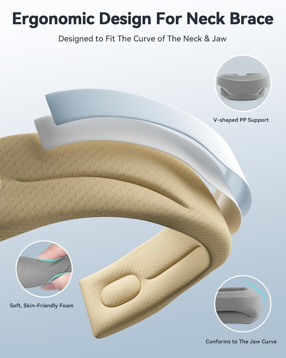 Cervical Neck Brace Support Collar Foam Wraps for Sleeping Medium Gray 12.6-15.8