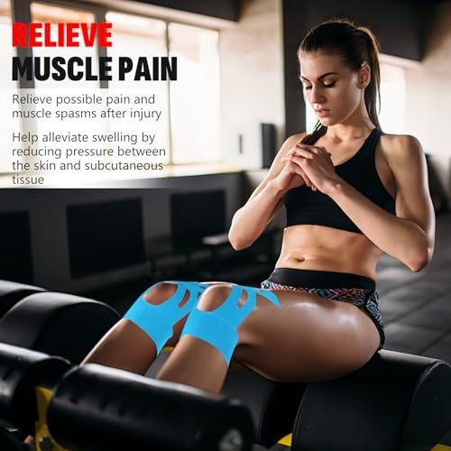 16 PCS Kinesiology Tape for Knees, 4 Colors Knee Support Tape, Precut Knee Tape