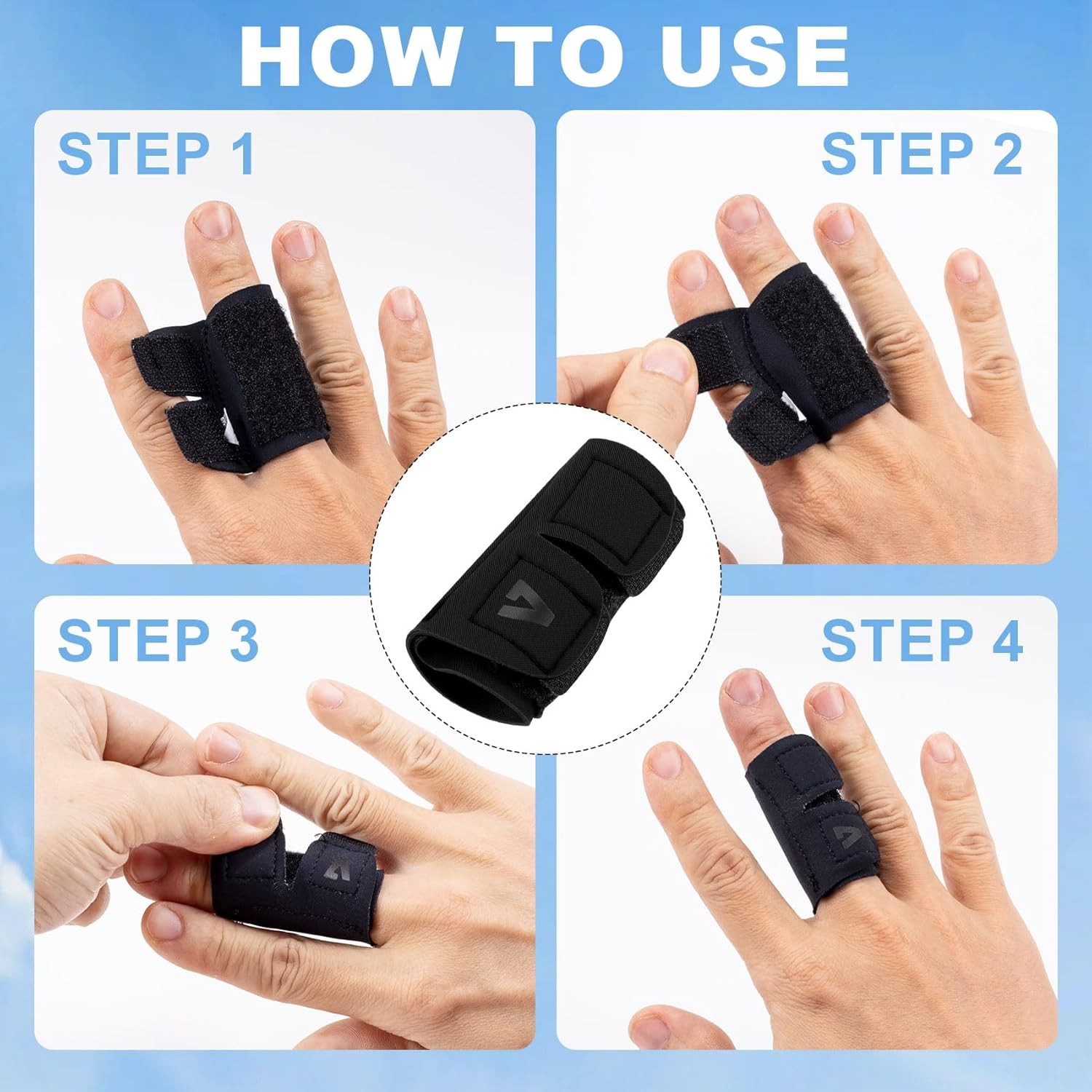 2pcs Adjustable Finger Sleeve Splints, Sports Injury Relief Compression Straps