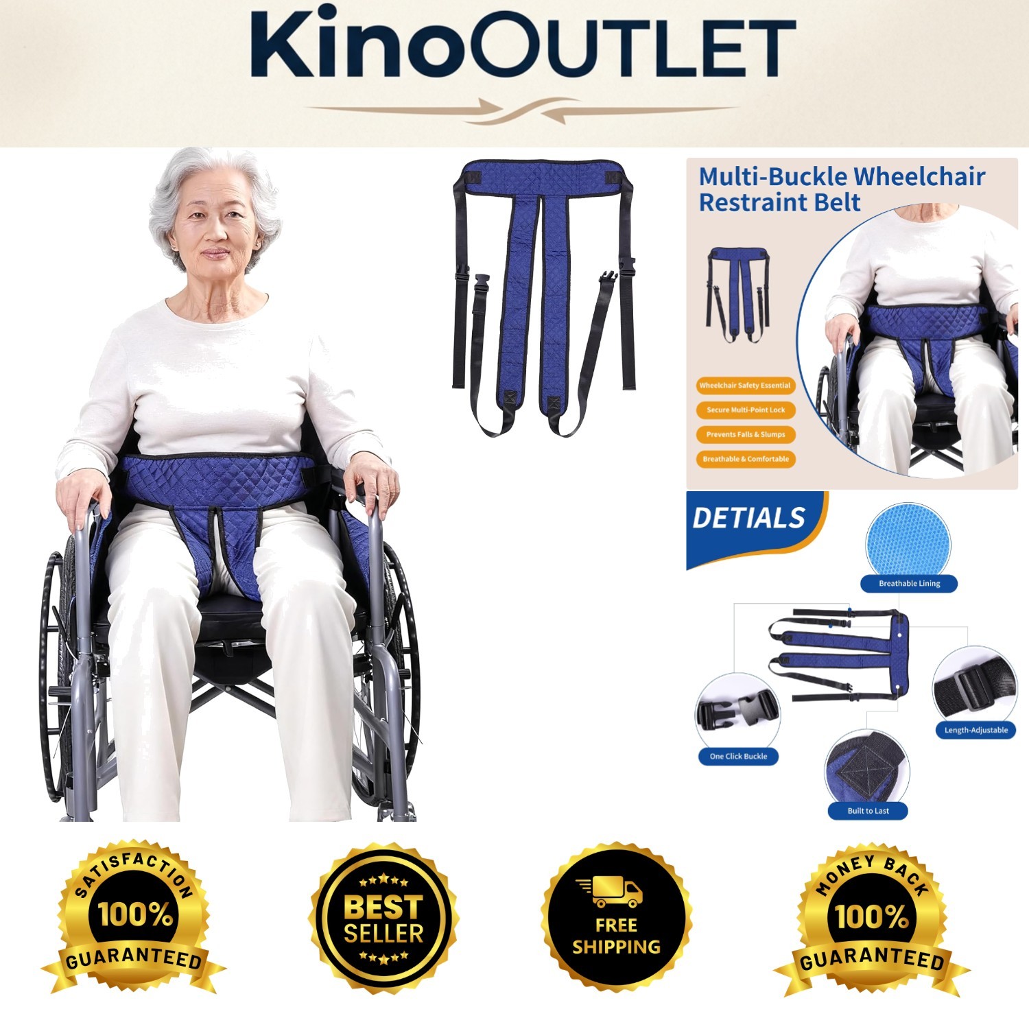 Durable Multi-Buckle Wheelchair Belt – Adjustable Safety Strap for All Settings
