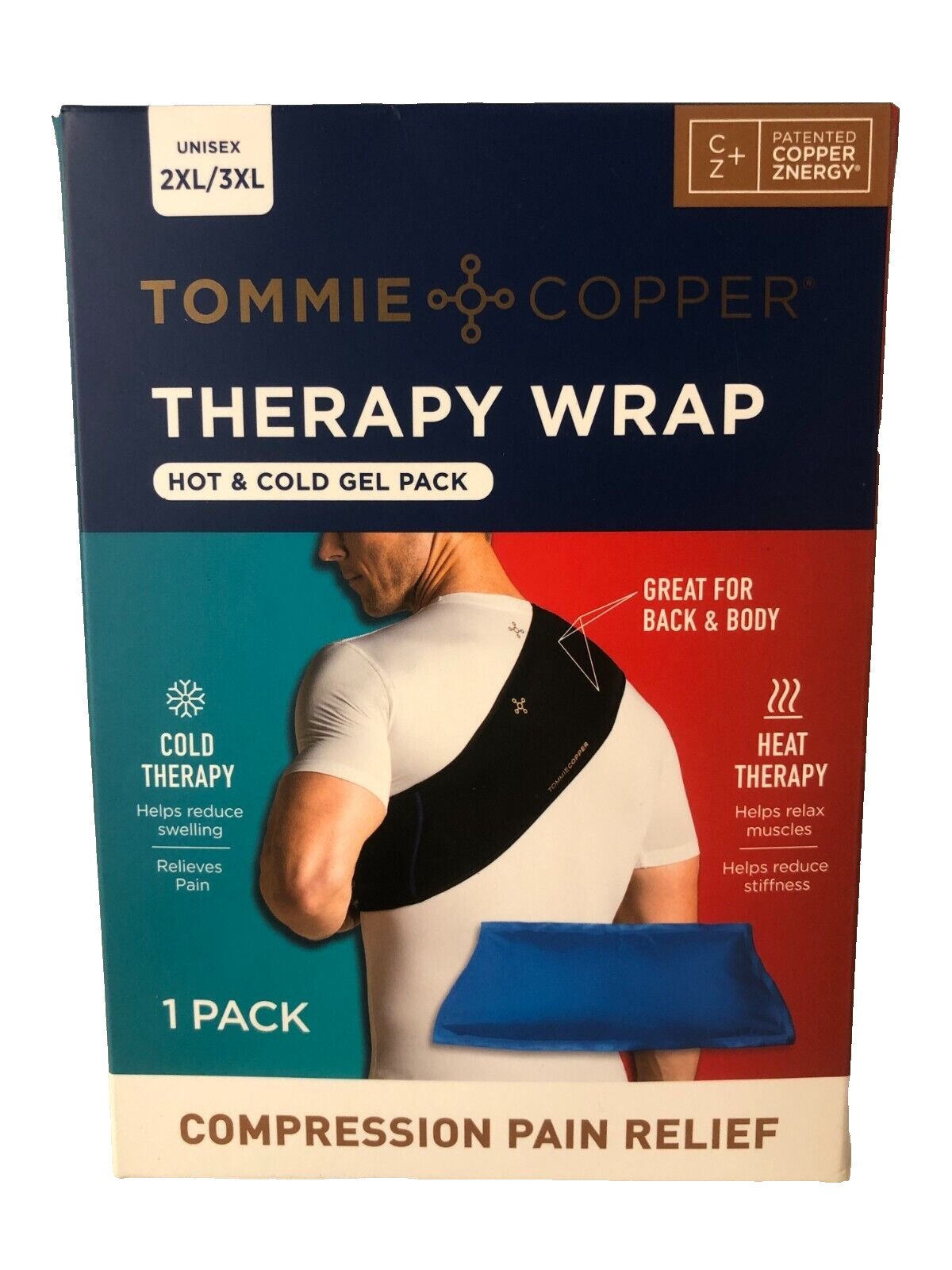 Tommie Copper Compression Therapy Wrap Lower Back Shoulder Black 2XL-3XL