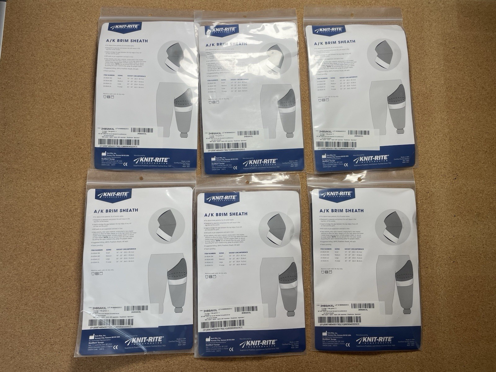Knit-rite 2HBSAKXL A/K BRIM SHEATH, Set Of 6. Nylon Prosthetic Sheath