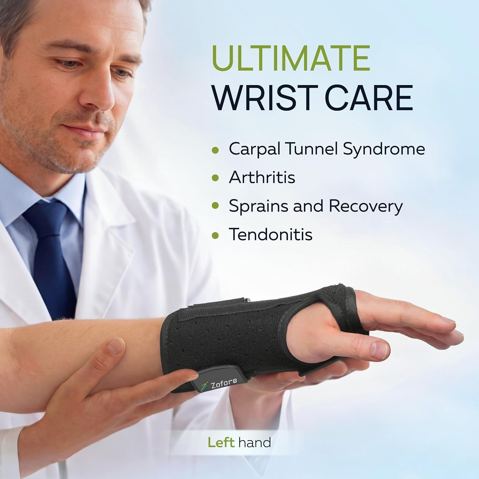 Wrist Brace Carpal Tunnel Splint Left S/M Metal Support ZOFORE SPORT