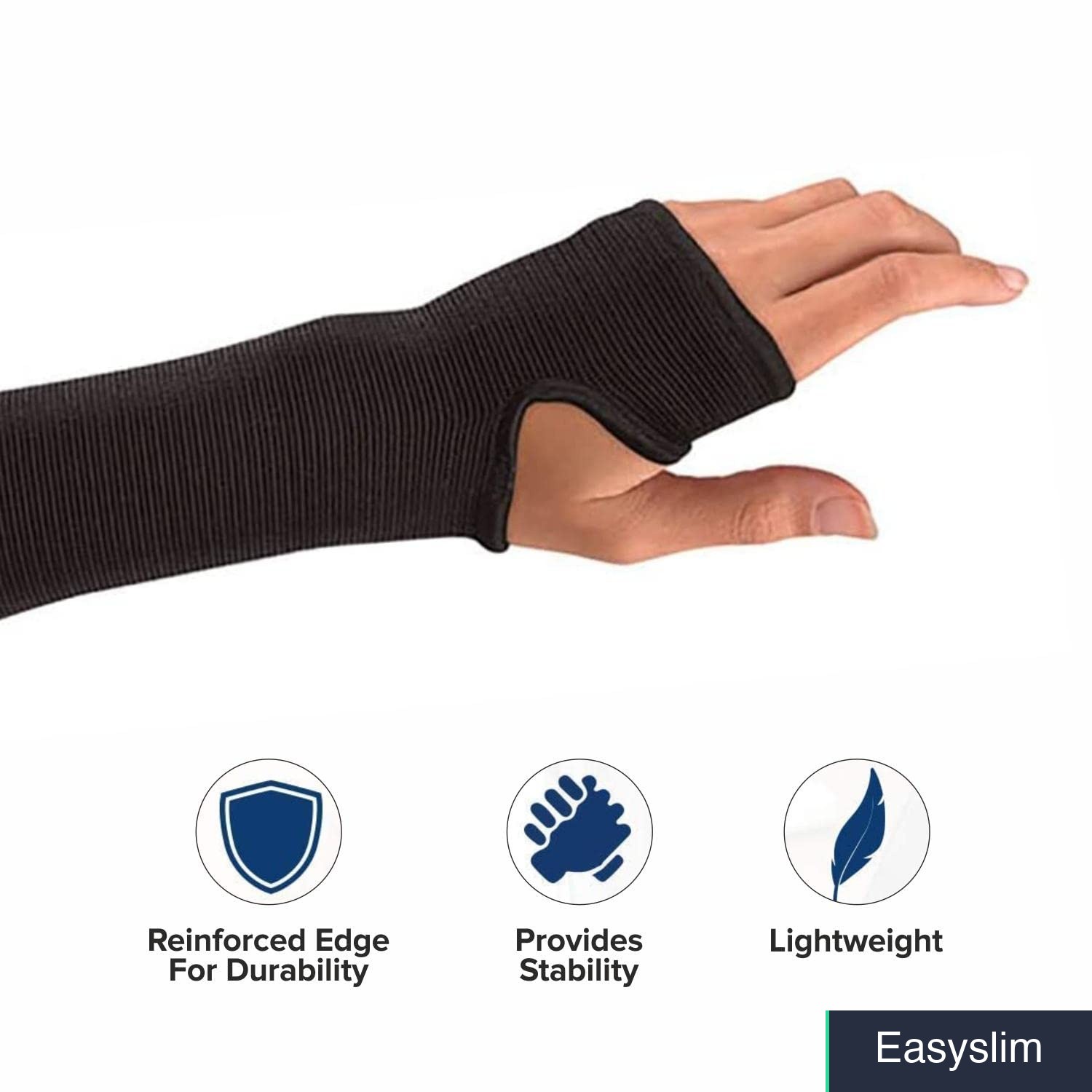 Elastic Wrist Support Large Black Compression Thumb Hole Brace Strap