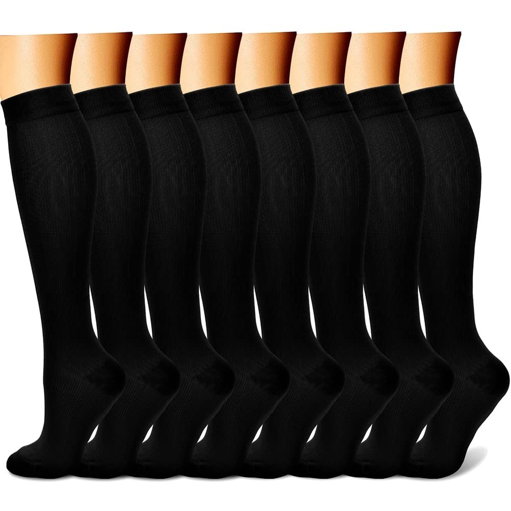 Compression Socks for Men & Women – 8 Pairs 15-20 mmHg Circulation Support for A