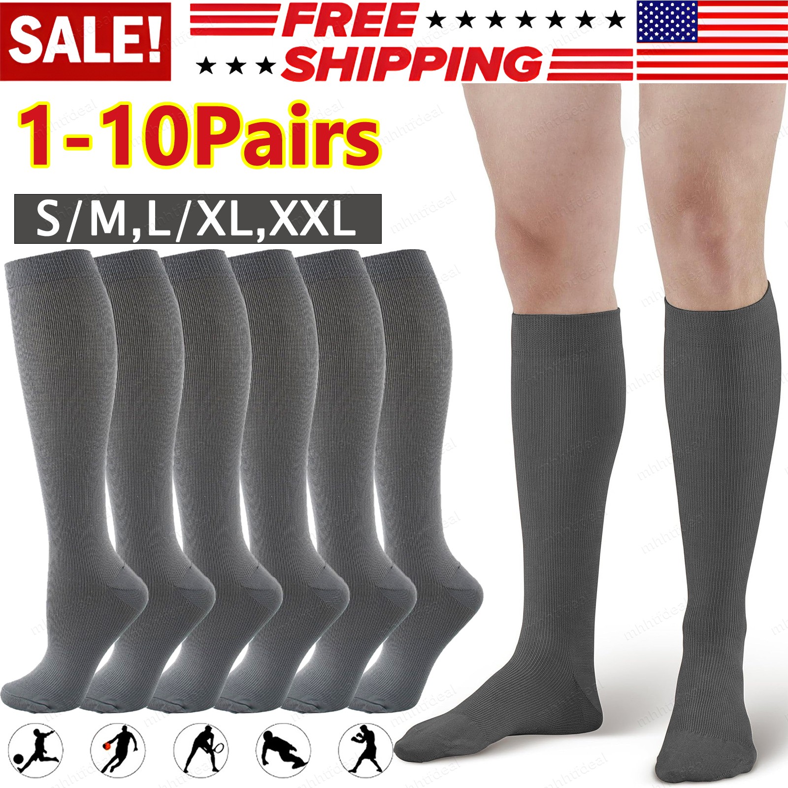 Compression Socks Graduated Support Men Women Athletic Relief Stocking S-XXL Lot