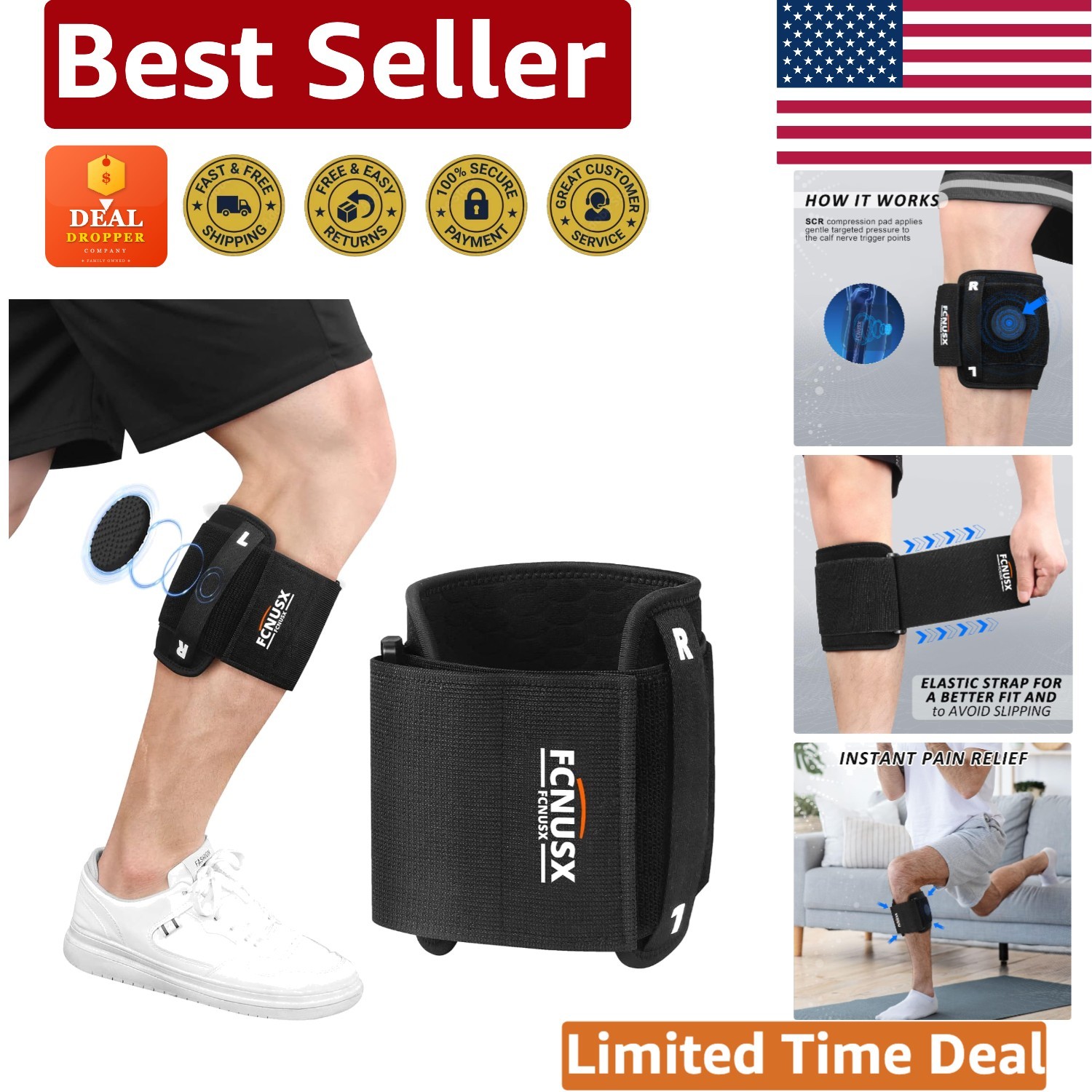 Breathable Sciatica Pain Relief Device – Ergonomic Black Brace for Comfort