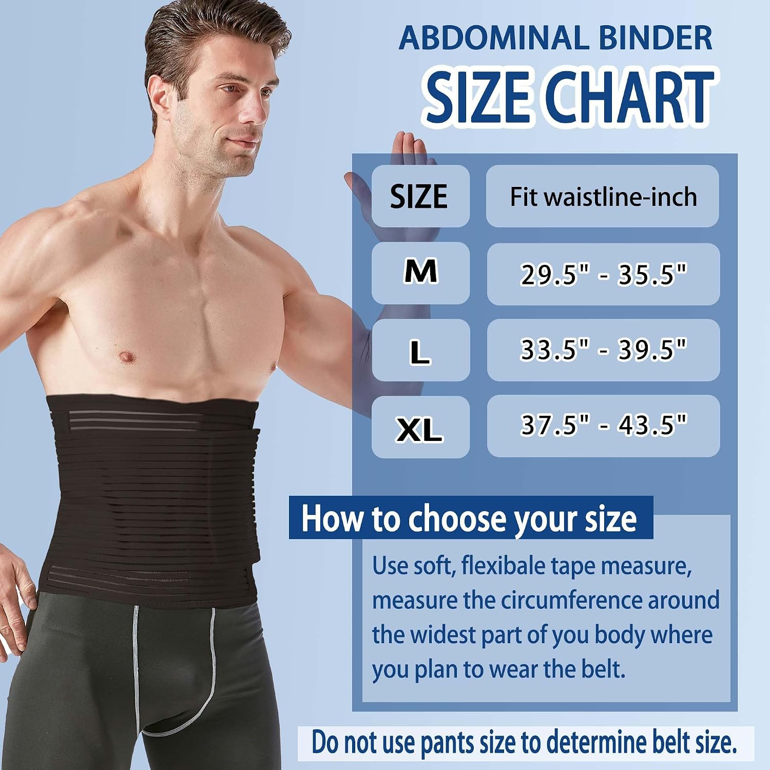 Abdominal Binder for Post Surgery & Postpartum Recovery, Abdomen Hernia Support
