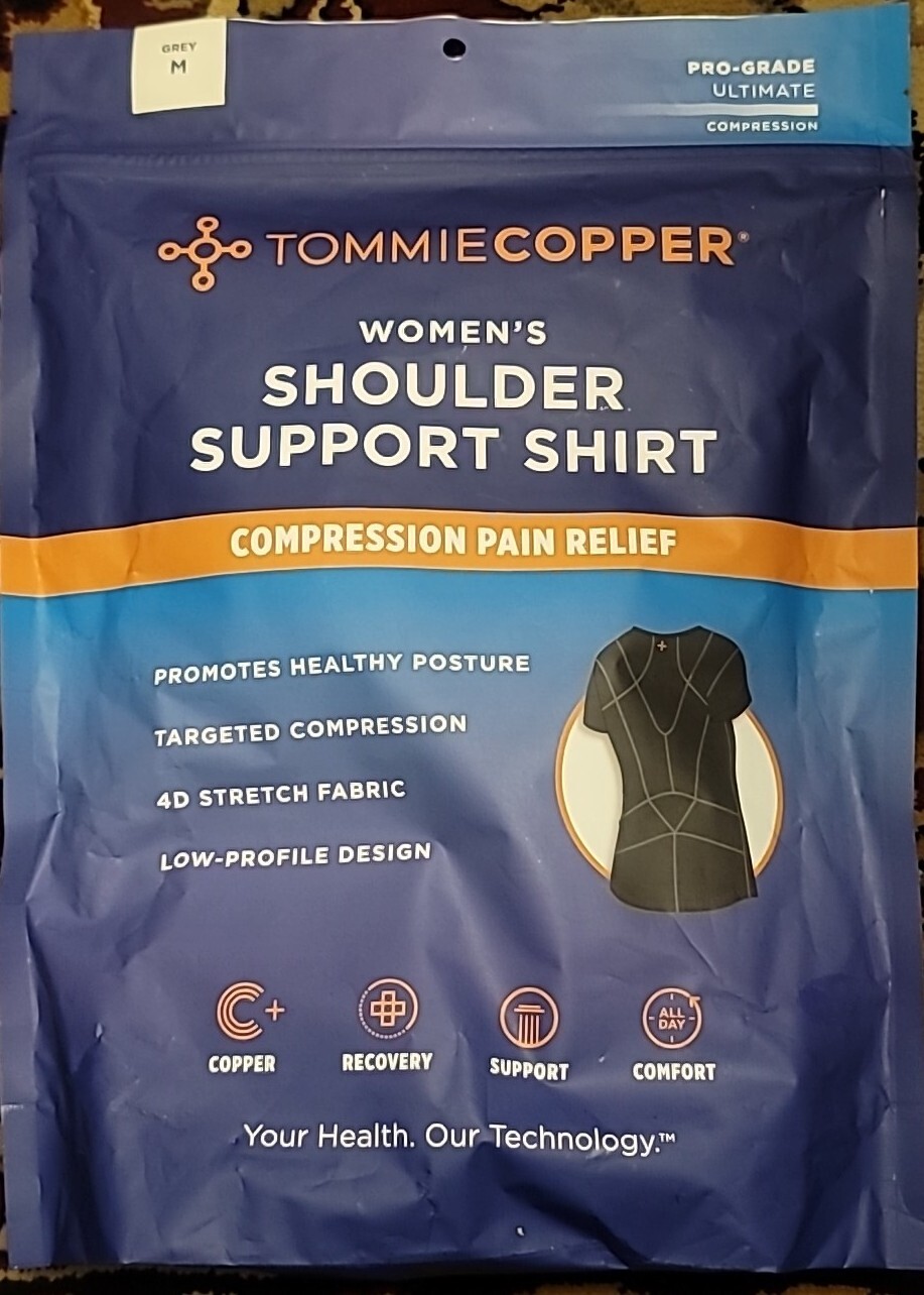 Tommie Copper Women’s Pro Grade L-SIZE Shoulder Support Pain Relief Shirt, GREY