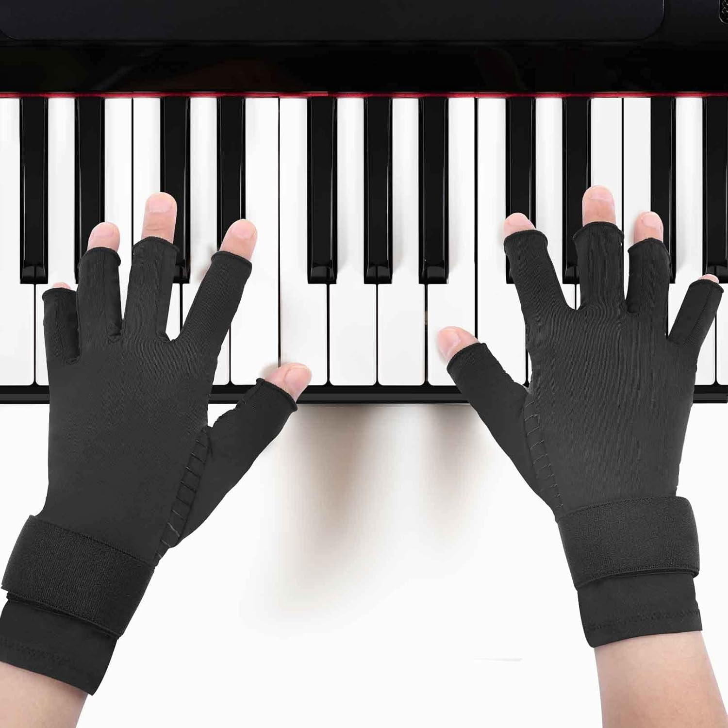 Tikaton Copper Infused Compression Arthritis Gloves with Wrist Strap for Hand