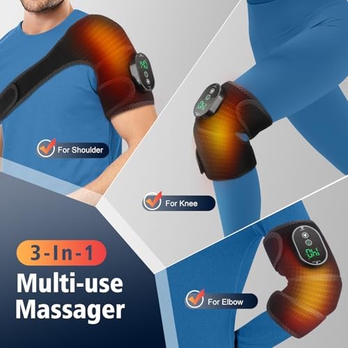 Cordless Heated Knee Brace for Pain Relief, Rechargeable Heating Knee Brace