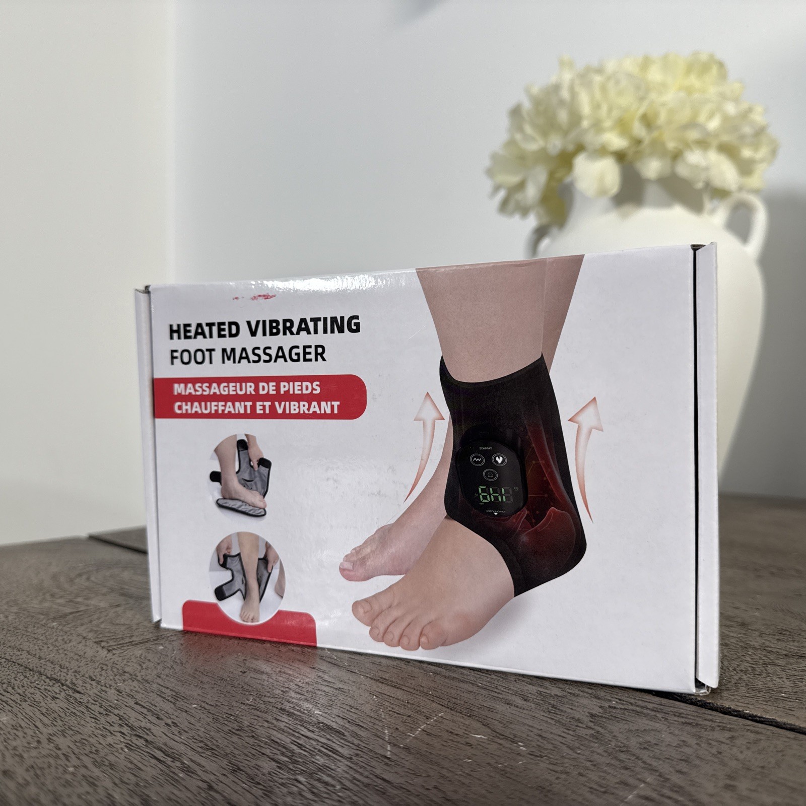Cordless Foot and Ankle Massager for Pain Relief, 6 Level heat, 3 Vibrations