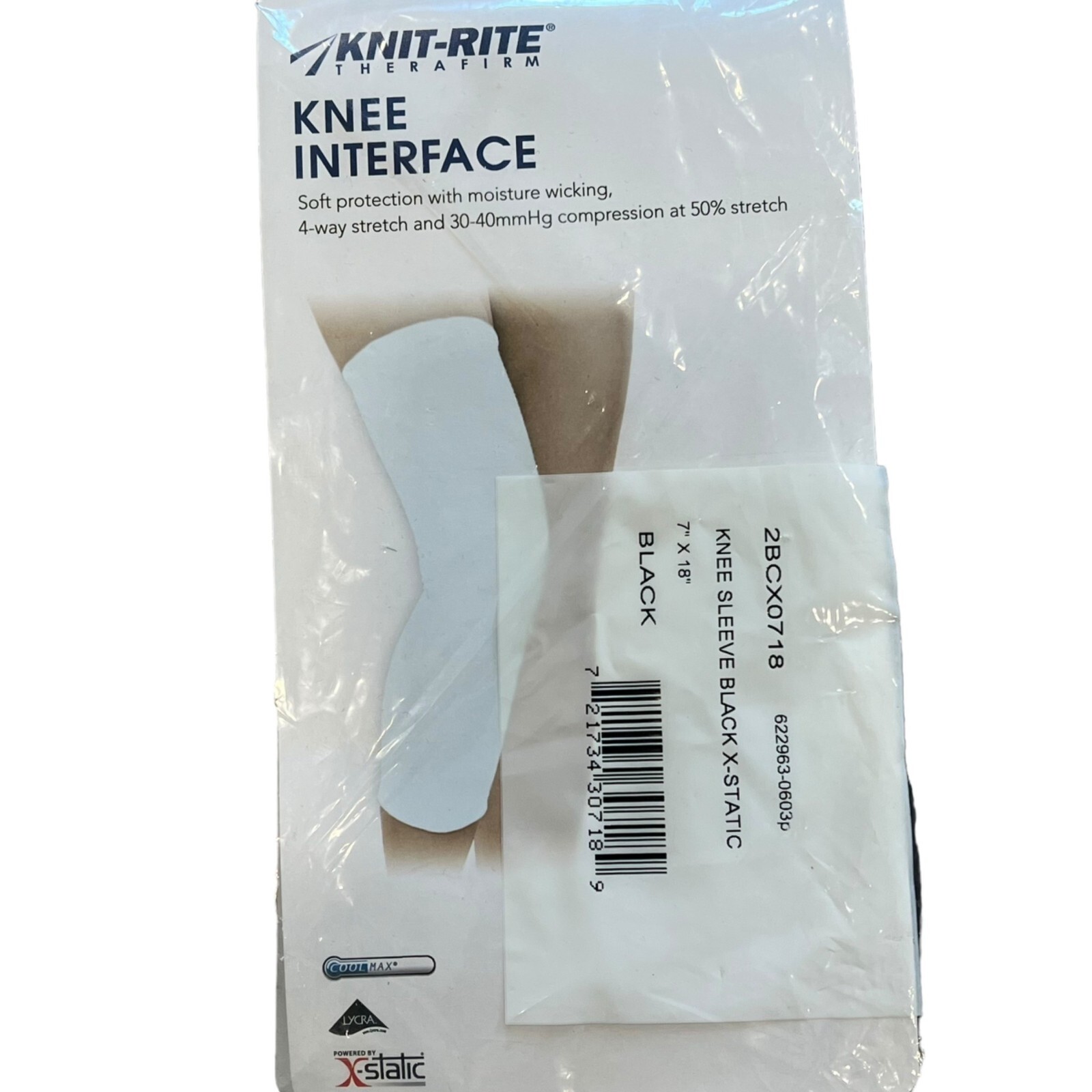 Knit-Rite Therafirm Knee Interface Compression New 7″ x 18″ Black