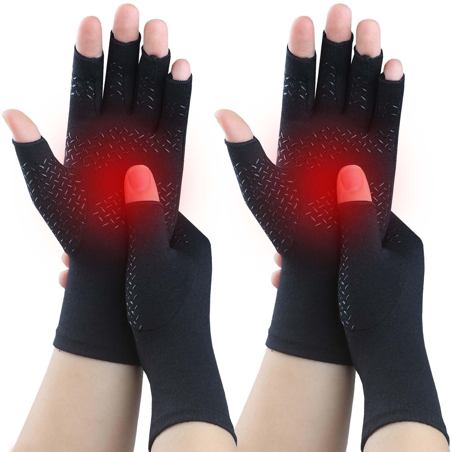 Kecartu 2 Pair Arthritis Gloves Medium Pure Black