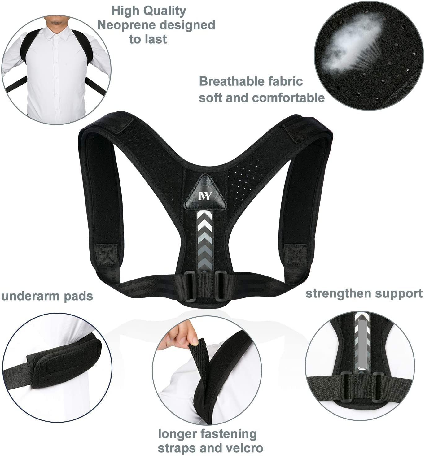 Posture Correction Device – Breathable Lightweight Back Brace for Comfort, Grey