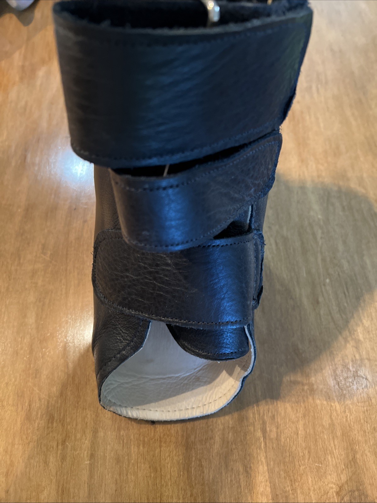 Black Leather Custom Ankle Brace Support Left AFO Size Large