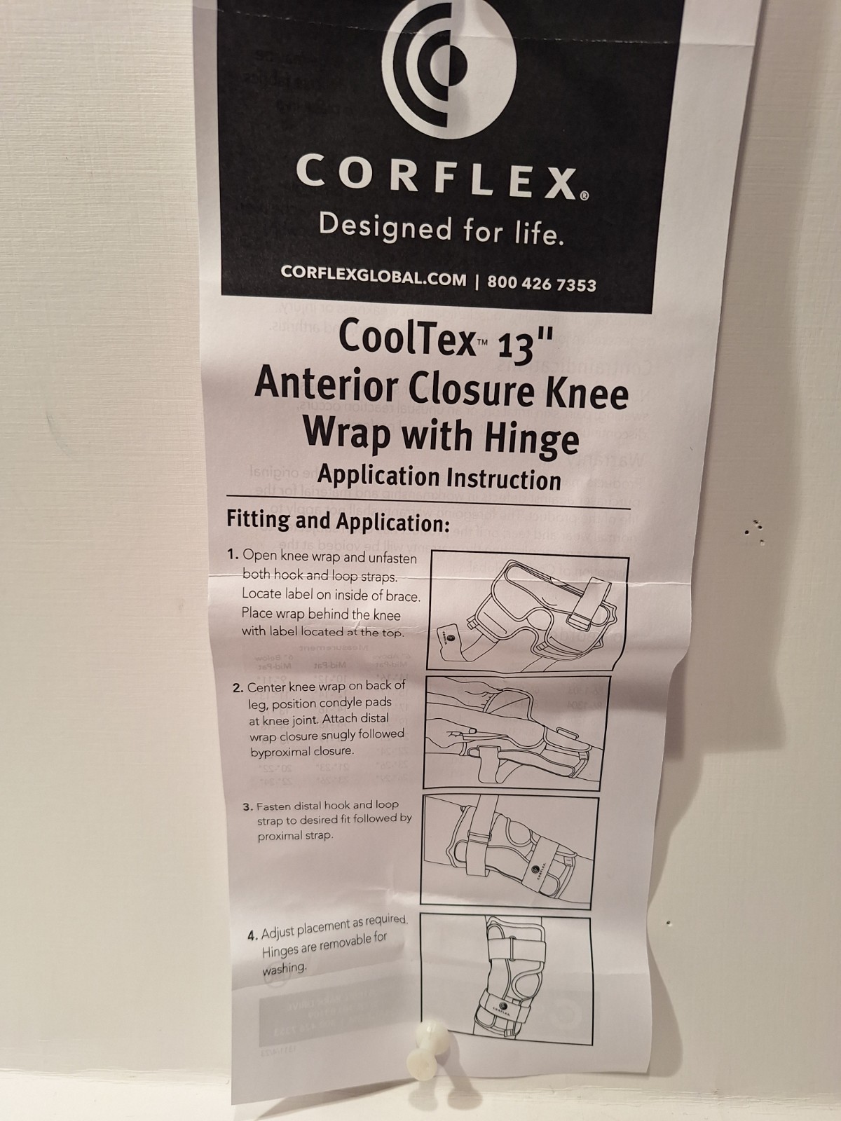 Corflex Cooltex 13″ Anterior Closure Knee Wrap OP Pop wHinge. XL