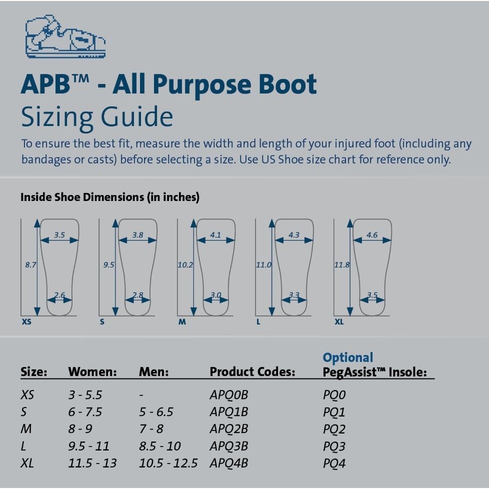 Darco APB All Purpose Boot Medium Orthopedic Post-Op Shoe Adjustable Straps