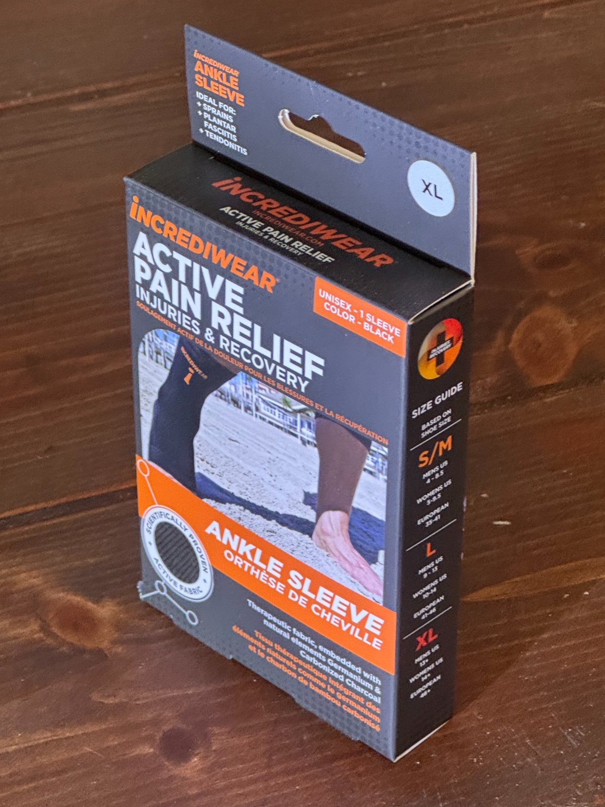 Incrediwear Ankle Sleeve -Active Pain Relief Sprain Support EXTRA LARGE, NEW -XL