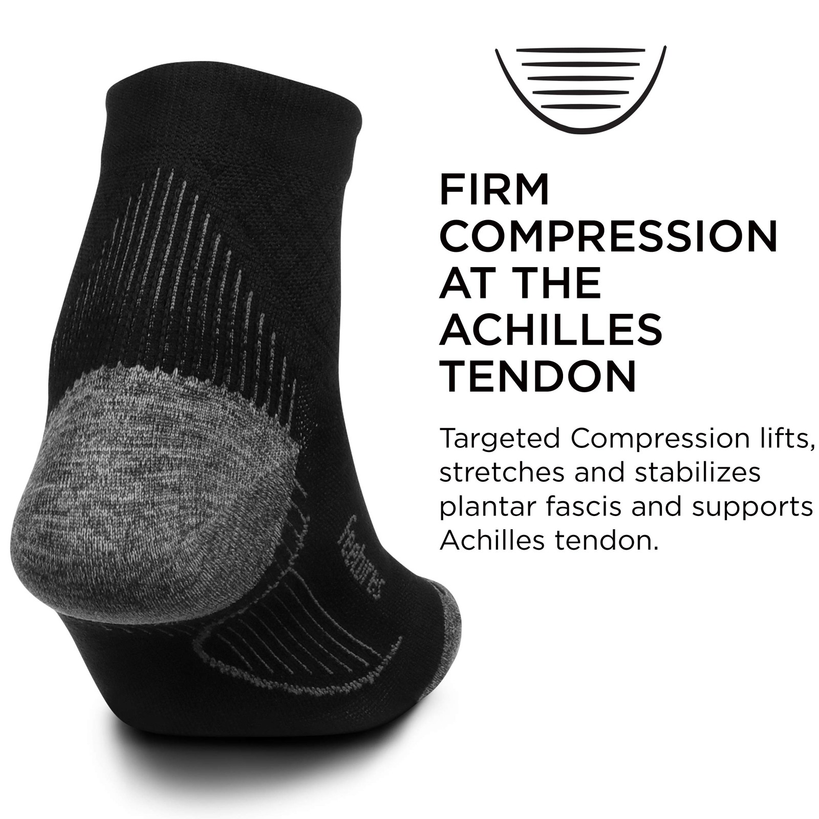 Feetures Plantar Fasciitis Ultra Light Cushion Quarter Small, Black (1 Pair)