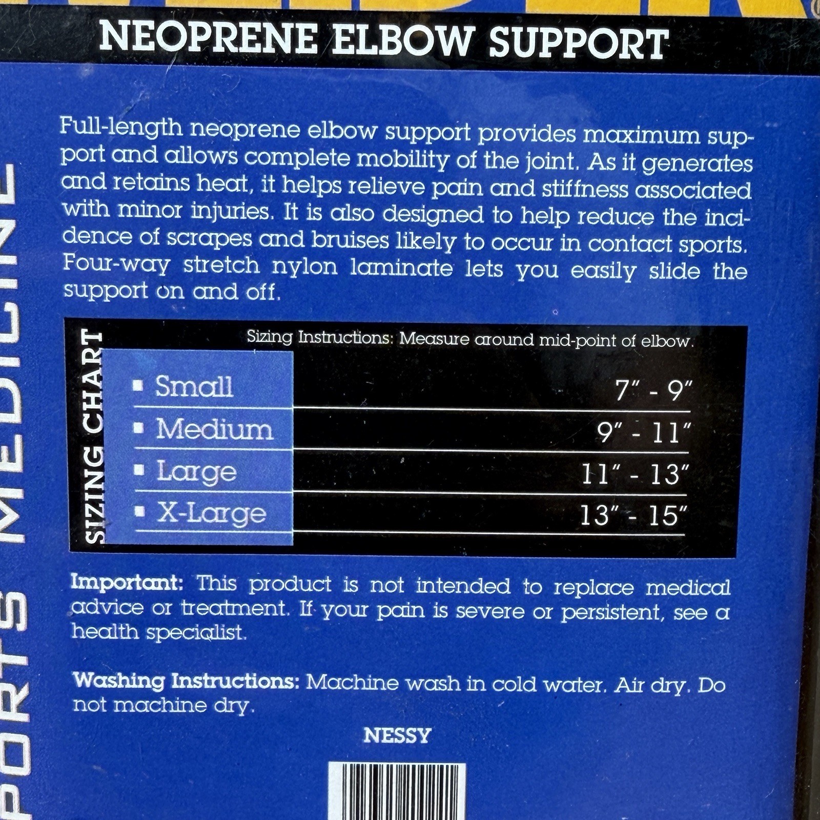 New Vintage Weider Fitness Neoprene Elbow Support Adult Size Small 7”-9”