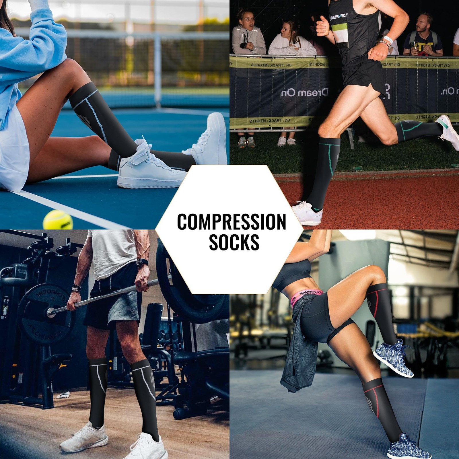 hello momoya Compression Socks for Women Men Circulation Knee High 8 Pairs fo…