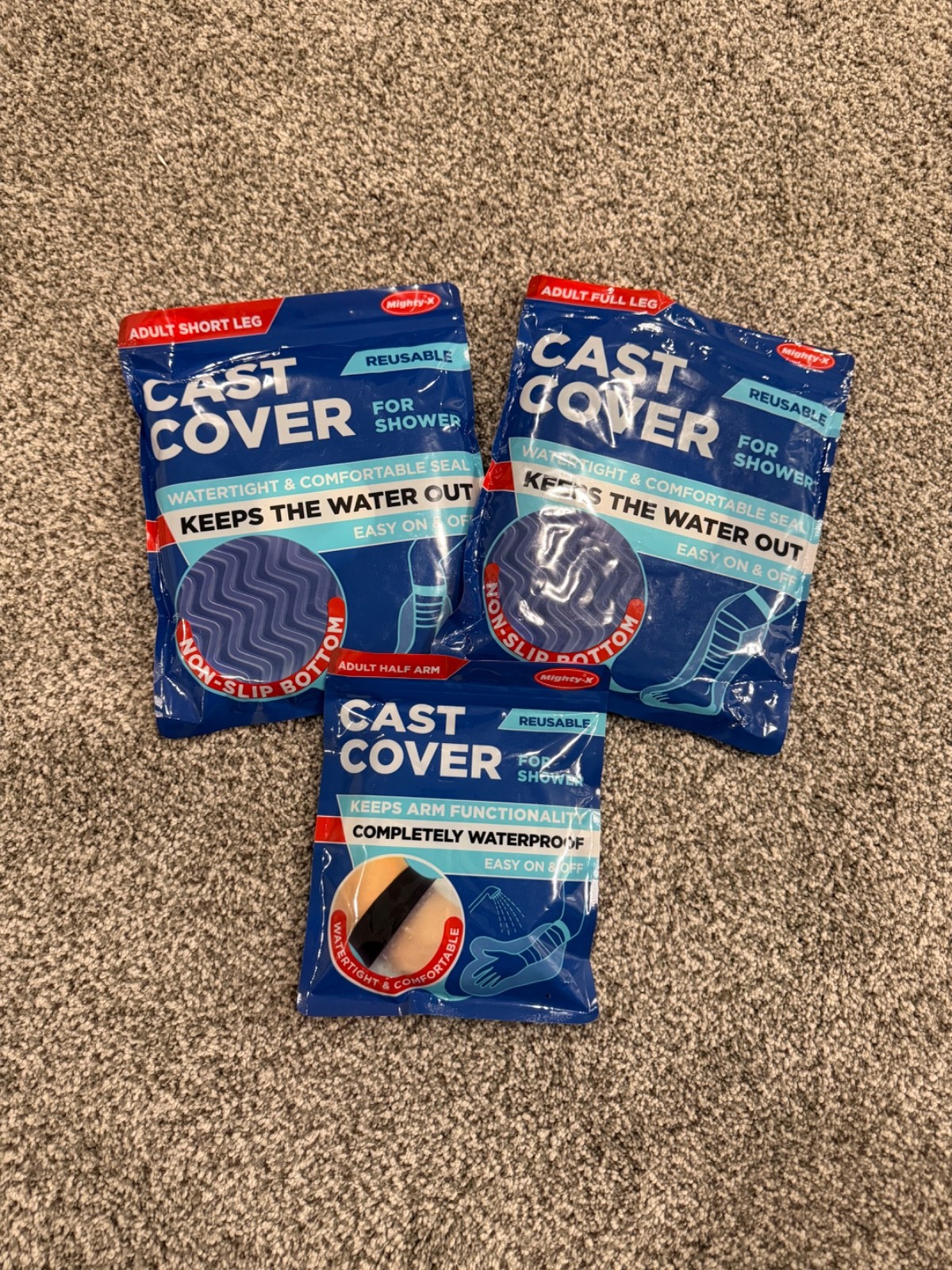 3 Piece Mixed Lot Adult Reusable Waterproof Cast Covers For Arm & Leg NEW