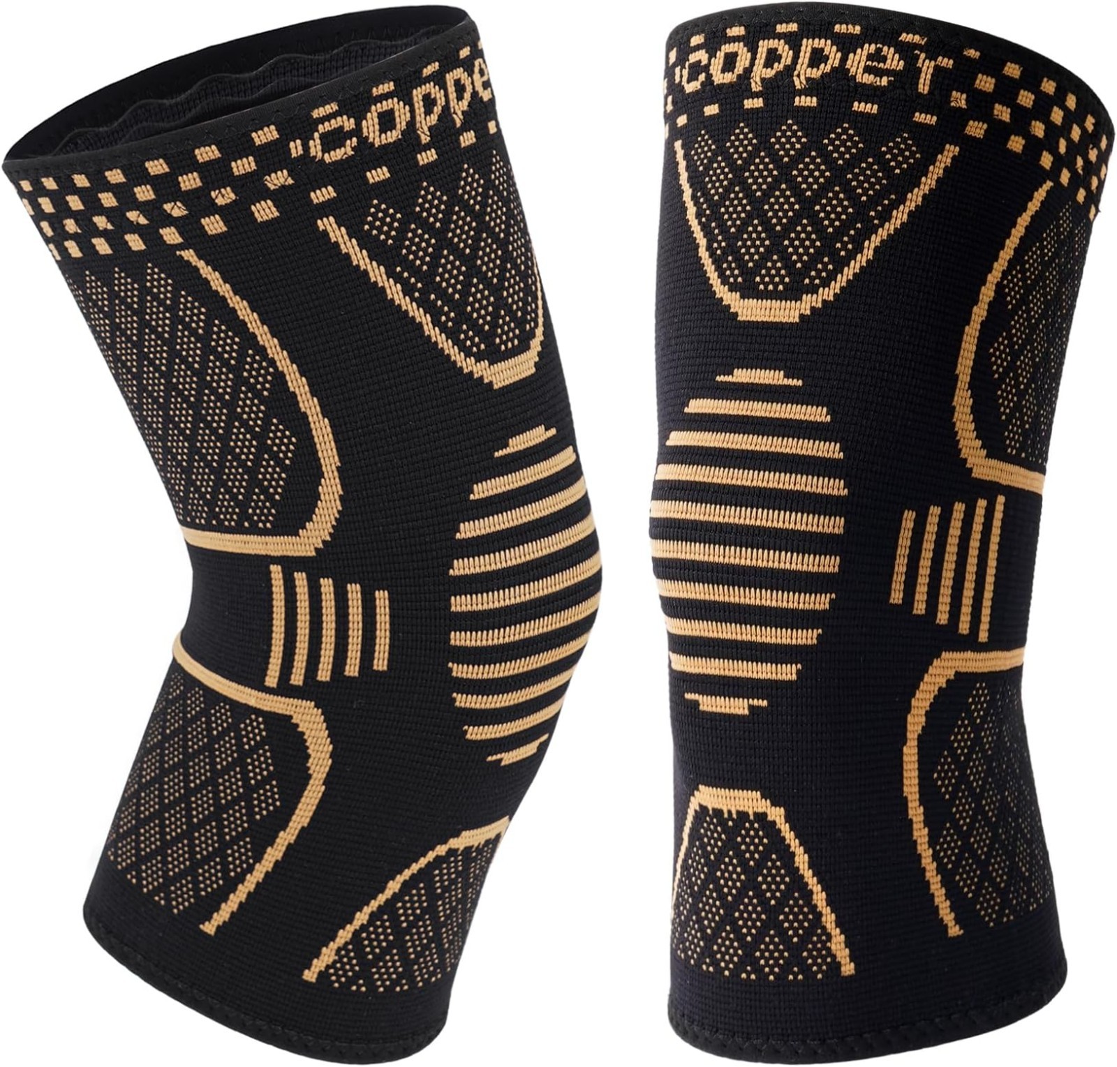 2x Knee Sleeves Copper Silver Compression Brace Support Sport Joint Injury Pain