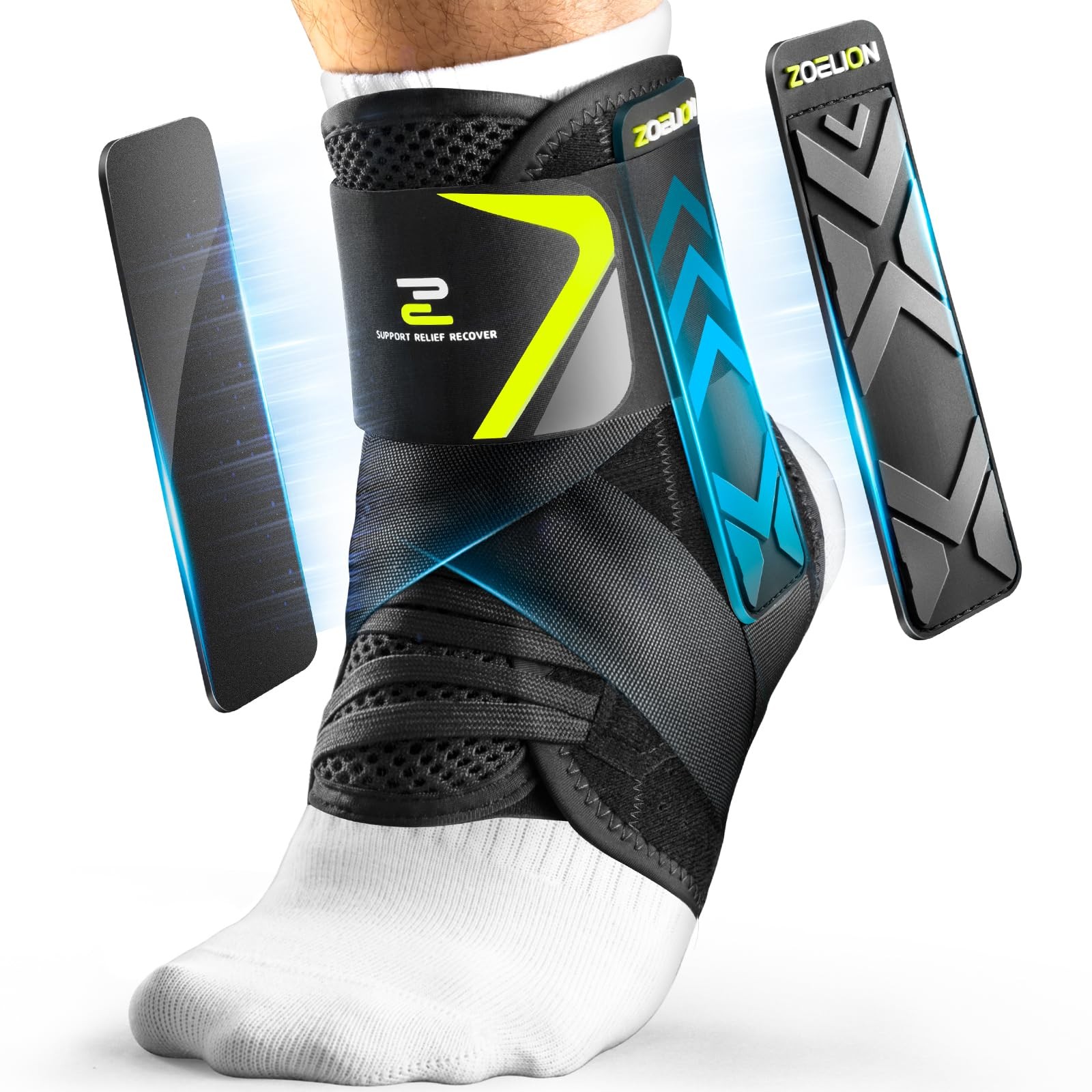 Ankle Brace for Men Women with Self-Adjusting Side Pads, [Slim Fit & Flex Sup…