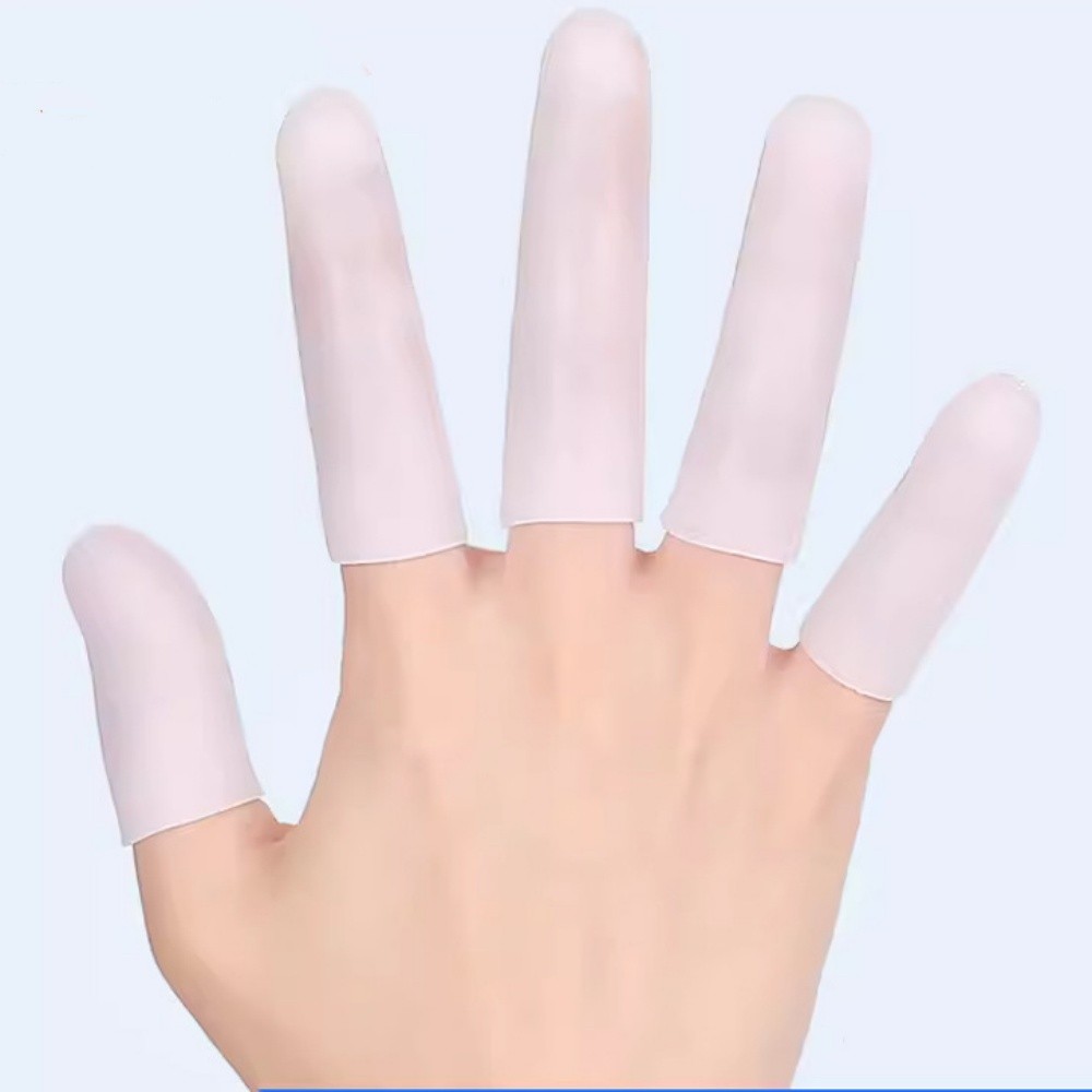 2″ Silicone Gel Finger Cots, 12 Pcs Fingertips Sleeve Protector, White