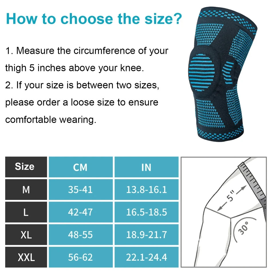 Knee Sleeve Compression Brace Support for Sport Gym Joint Pain Arthritis Relief