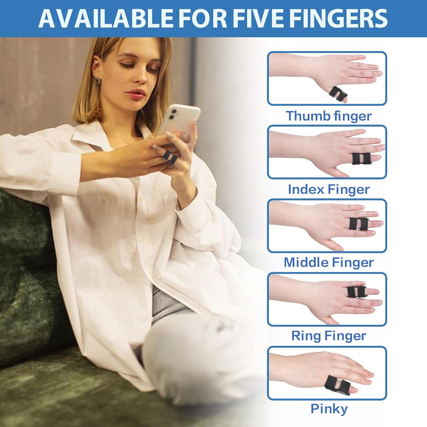 5 PCS Breathable Trigger Finger Splint, Adjustable Finger Brace, Thumb Brace for