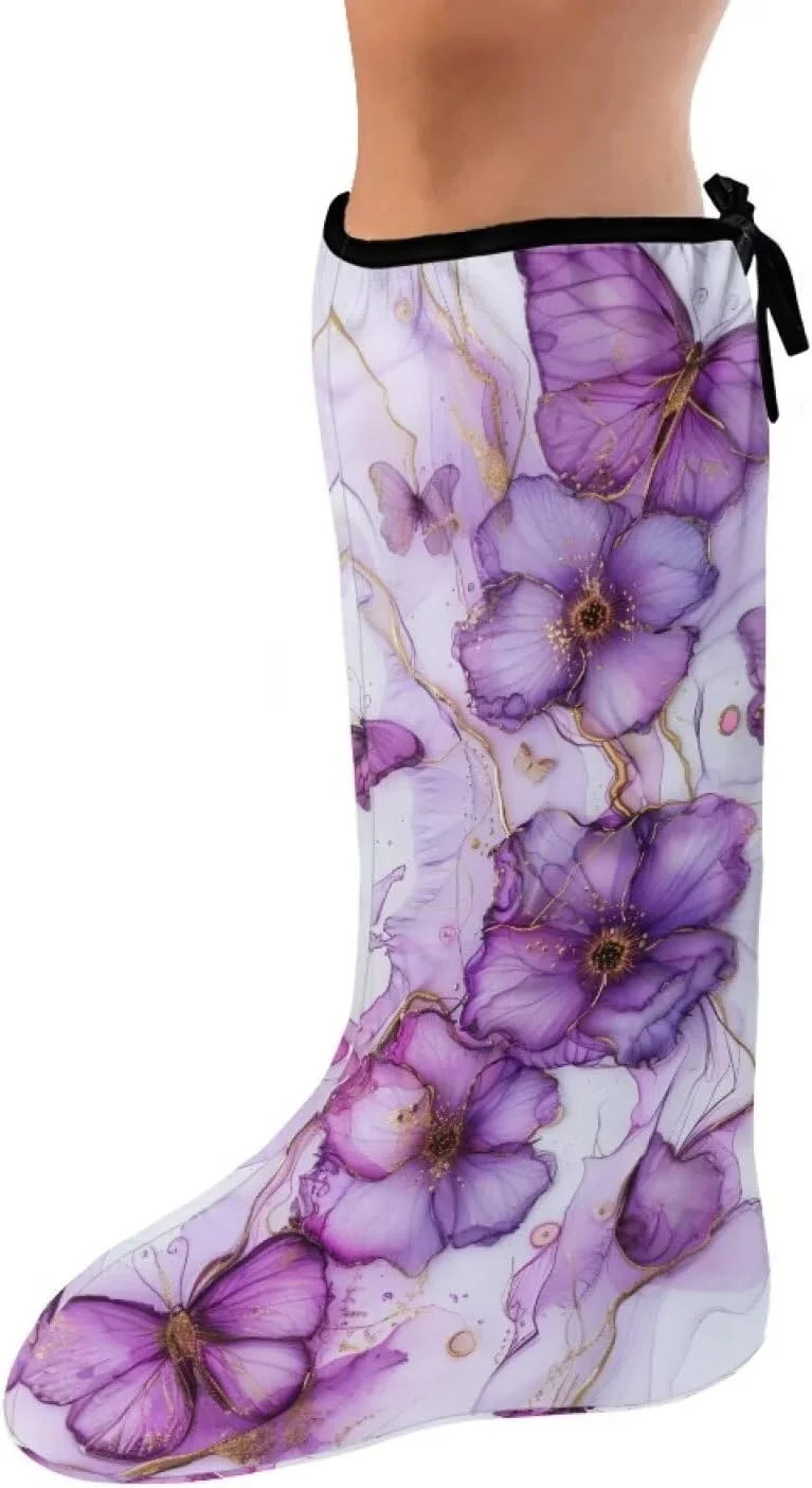 Butterfly Leg Cast Cover Purple Cast Sock Cover for Foot Decorative Leg Plaster